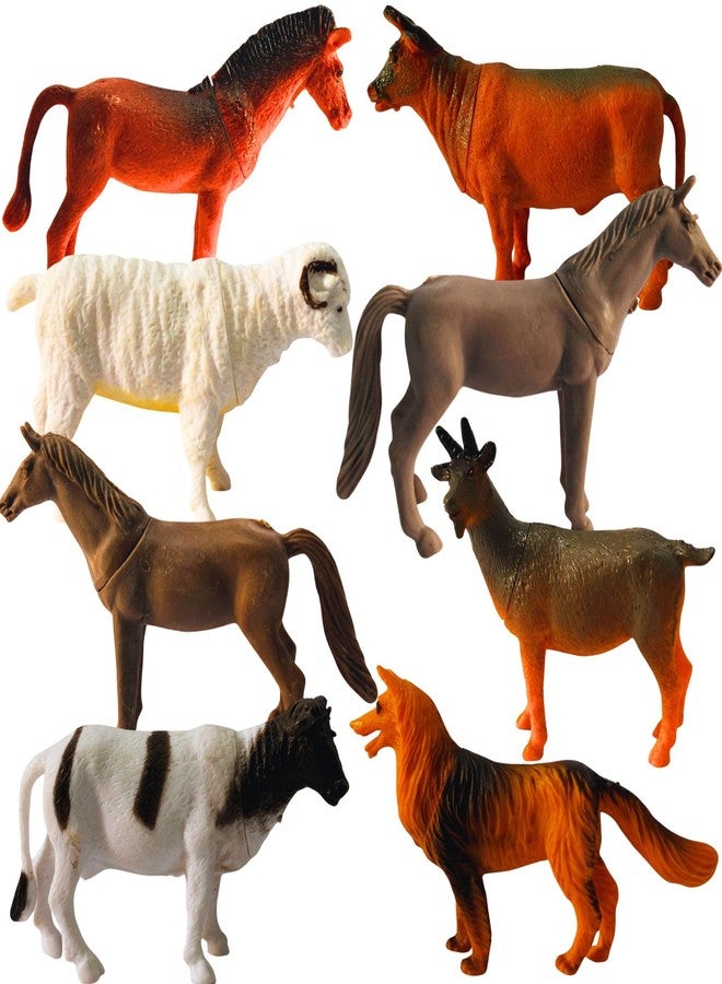 MALLEXO Realistic Farm Animal Toys for Kids 3+ | 8PCS Jungle & Forest Animals Toy for Boys and Girls Horse Sheep Cow Fox Janwar Toys Action Figure Set Birthday Gift for Children Decor | Education Item - Image 1